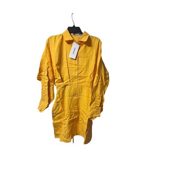 Thakoon NEW Shirt Mini‎ Dress Button Down Long Sleeve Yellow Size 8 - Picture 2 of 5